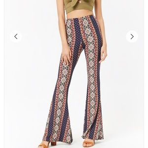 Ornate Flared Pants Navy/Mauve F21